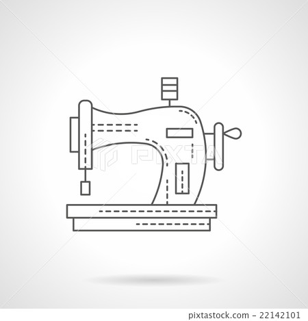 Old manual sewing machine flat line vector icon Old manual sewing machine flat line vector icon 22142101