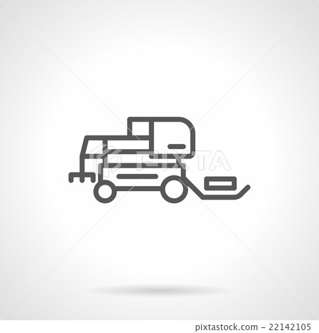 Hay tractor black line vector icon 22142105