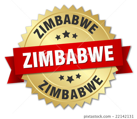 Zimbabwe round golden badge with red ribbon Zimbabwe round golden badge with red ribbon 22142131