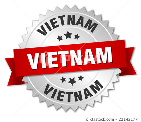 Vietnam round silver badge with red ribbon Vietnam round silver badge with red ribbon 22142177