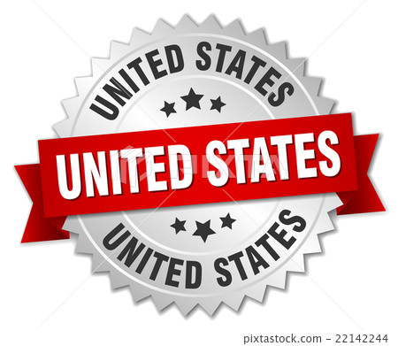 United States round silver badge with red ribbon United States round silver badge with red ribbon 22142244