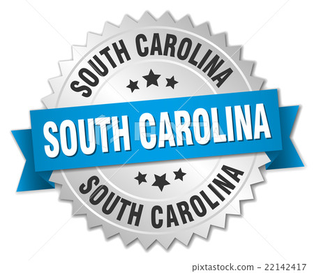 South Carolina round silver badge with blue ribbon-插圖素材 [22142417 ...