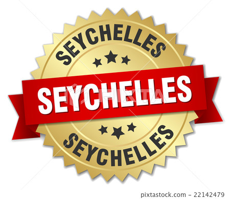 Seychelles round golden badge with red ribbon Seychelles round golden badge with red ribbon 22142479