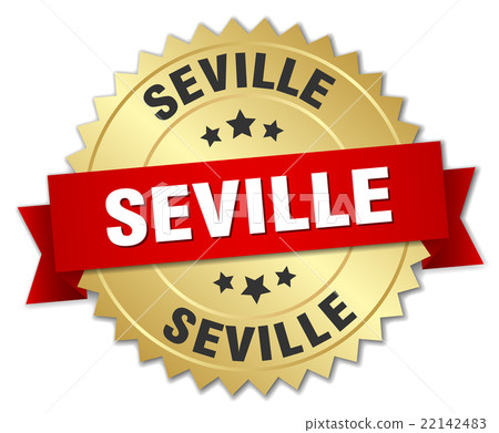 Seville round golden badge with red ribbon 22142483