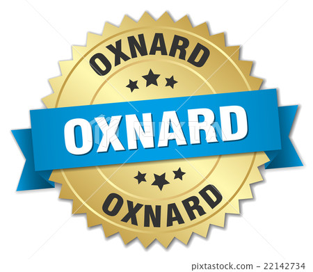 Oxnard round golden badge with blue ribbon 22142734
