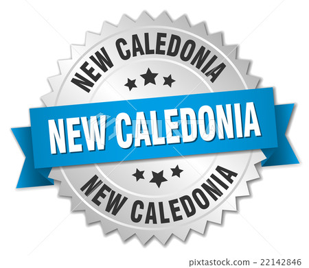 New Caledonia round silver badge with blue ribbon 22142846
