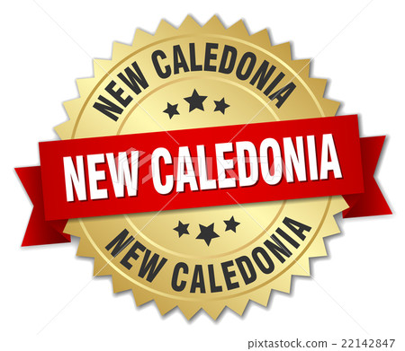 New Caledonia round golden badge with red ribbon New Caledonia round golden badge with red ribbon 22142847