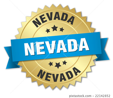 Nevada round golden badge with blue ribbon Nevada round golden badge with blue ribbon 22142852