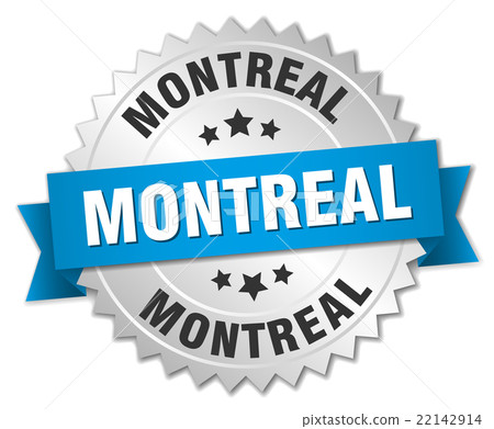 Montreal round silver badge with blue ribbon 22142914
