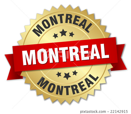 Montreal round golden badge with red ribbon Montreal round golden badge with red ribbon 22142915
