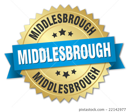 Middlesbrough round golden badge with blue ribbon Middlesbrough round golden badge with blue ribbon 22142977
