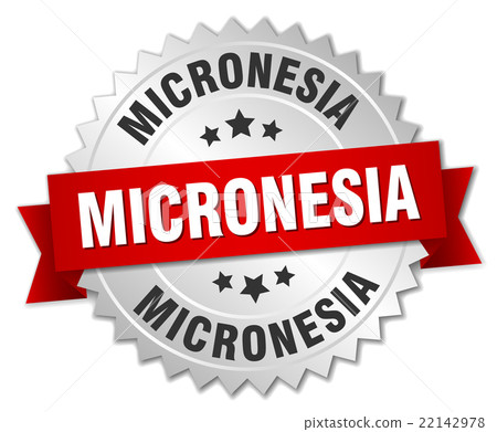 Micronesia  round silver badge with red ribbon 22142978