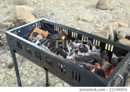 Preparation of charcoal fire at barbecue Preparation of charcoal fire at barbecue 22146054