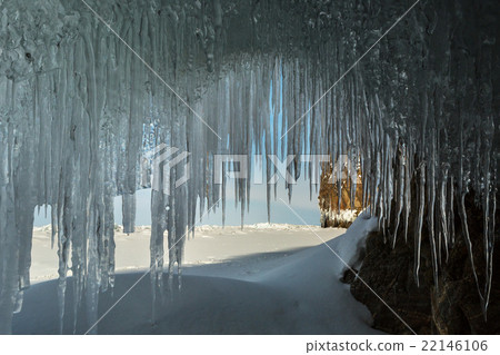 Ice curtain of icicles. Ice curtain of icicles. 22146106