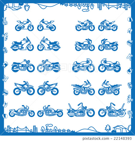 摩托車(平面設計)藍色 摩托車(平面設計)藍色 22148393