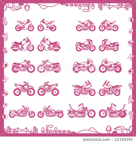 摩托車（平面設計）洋紅色 22148395