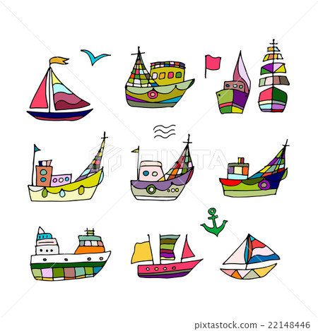 Set of ships, sketch for your design 22148446