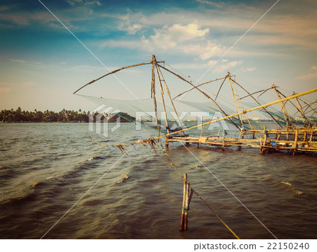 Chinese fishnets on sunset. Kochi, Kerala, India Chinese fishnets on sunset. Kochi, Kerala, India 22150240