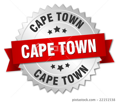 Cape Town round silver badge with red ribbon Cape Town round silver badge with red ribbon 22151538