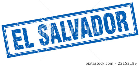 El Salvador blue square grunge stamp on white 22152189