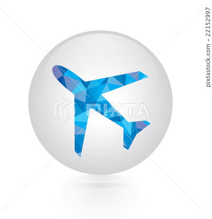 Vector - abstract blue plane icon. circular button 22152997
