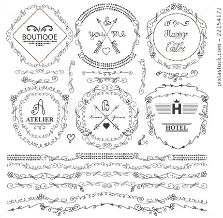 Doodle florish seamless border,wreath,frame,logo 22154172