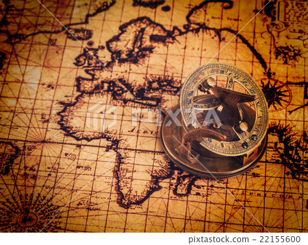 vintage map and compass