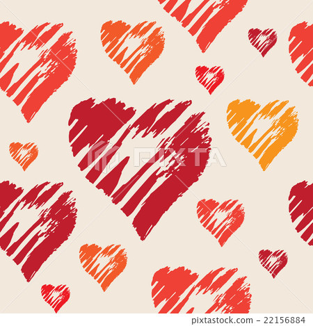 Vector seamless pattern with hand drawn hearts - Stock Illustration ...