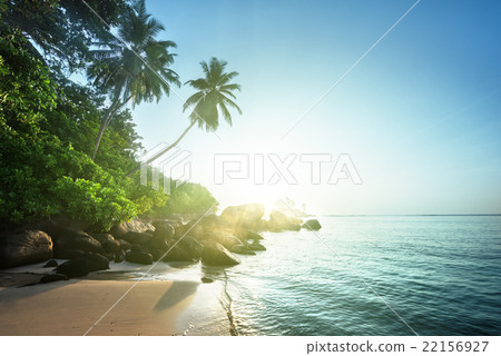 sunset on the beach, Mahe island, Seychelles 22156927