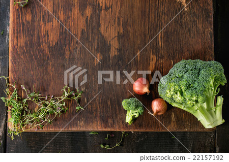 Wooden background with vegetables Wooden background with vegetables 22157192