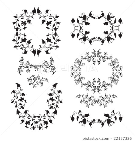 Elegant floral elements with branches and leaves. Elegant floral elements with branches and leaves. 22157326