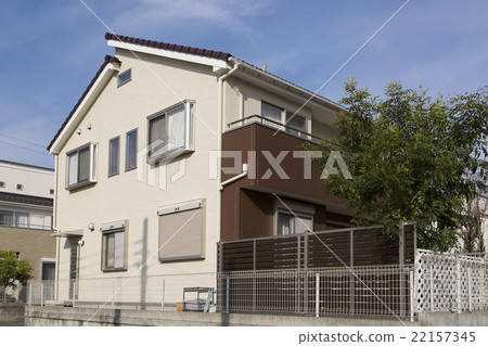 住宅新建住房圖像藍天瓦屋頂南側寬跨度陽台類型 住宅新建住房圖像藍天瓦屋頂南側寬跨度陽台類型 22157345