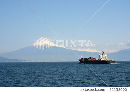 Mt. Fuji in the Suruga Bay and the ship 22158000