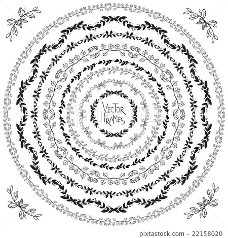 Set of decorative floral round frames 22158020