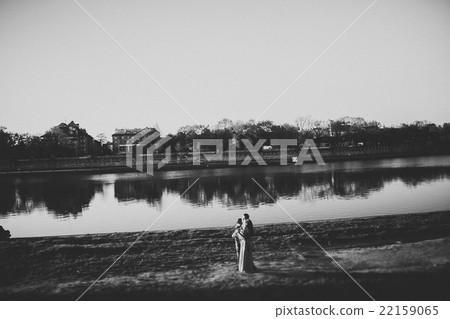 Beautiful unique couple walks into your wedding 22159065
