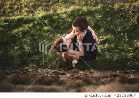 Beautiful wedding couple, girl, man kissing and 22159067