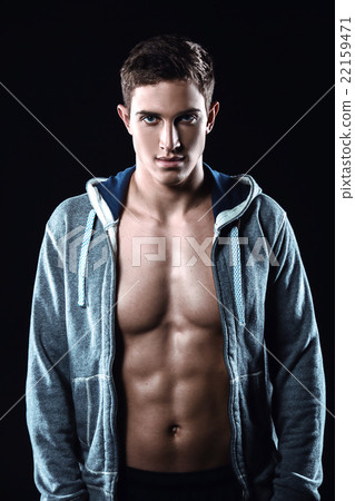 Fitness boy on black background Fitness boy on black background 22159471