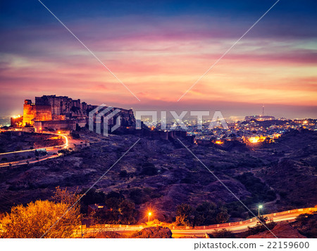 Mehrangarh fort in twilight. Jodhpur, India Mehrangarh fort in twilight. Jodhpur, India 22159600