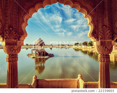 Indian landmark Gadi Sagar in Rajasthan Indian landmark Gadi Sagar in Rajasthan 22159603