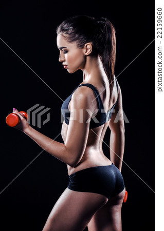 Fitness girl on black background 22159660
