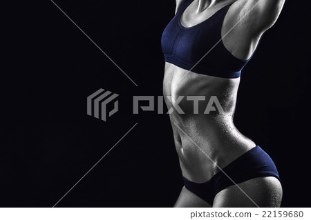 Fitness girl on black background Fitness girl on black background 22159680