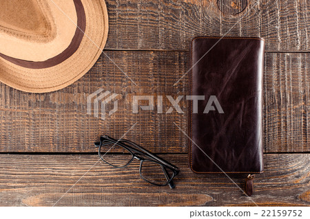 Men's objects on wooden table 22159752