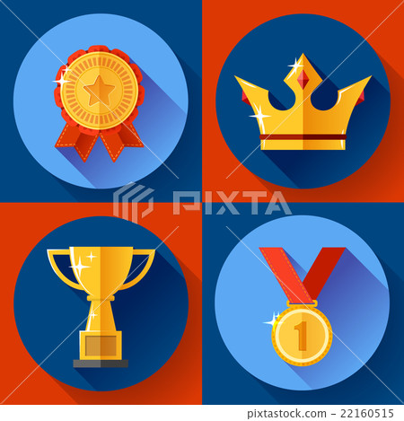 Icon set Golden victory symbols champion cup-插圖素材 [22160515] - PIXTA圖庫