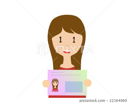 A young woman with a personal number card A young woman with a personal number card 22164069
