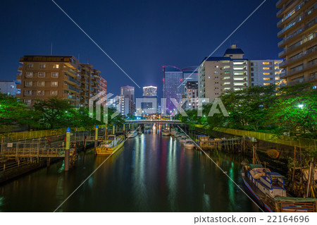 Night View Of Tsukishima Chuo Ku Tokyo Stock Photo