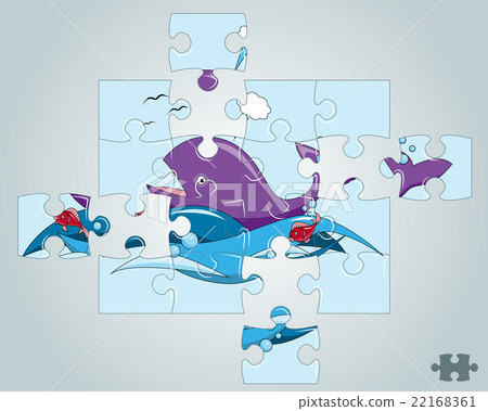 Puzzle fish on the waves in the ocean 22168361