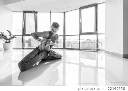 Yoga man workout at the gym Yoga man workout at the gym 22169358