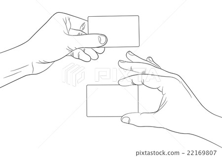 Man Hands Holding A Blank Cards Outline Contour Stock Illustration 22169807 Pixta