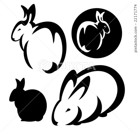 Black Rabbit Set Design cute rabbits design set - black and white vector - Stock Illustration ...