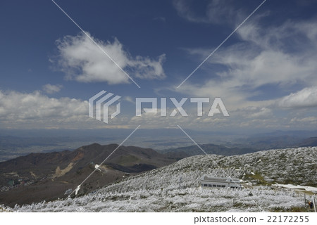 從地藏火山觀看地藏山頂站和山形方向·春天藏（山形） 22172255